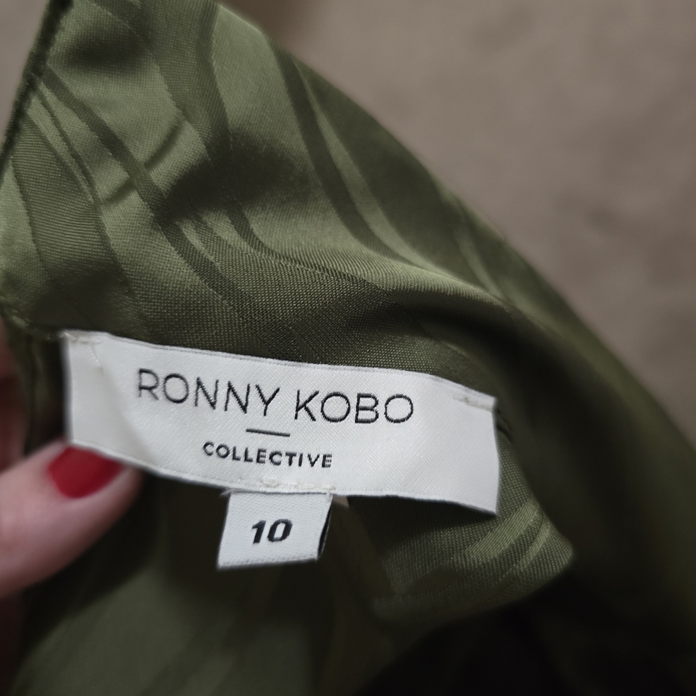 Ronny Kobo Collection Olive Long Sleeve Dress 10 Wrap Bottom - Picture 6 of 8
